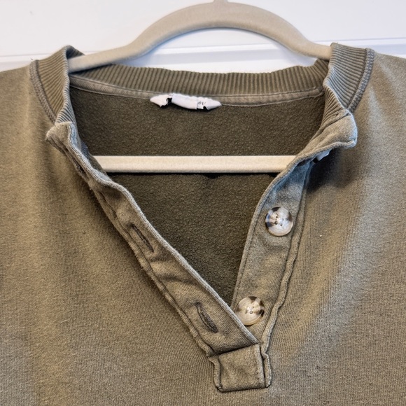 Olive Green Henley Sweatshirt - Picture 2 of 4